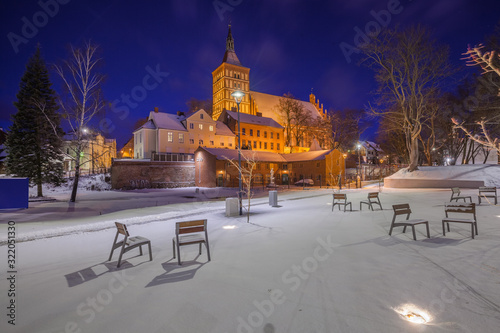 Urban lighting of the squares and the historic cathedral in the city of Olsztyn - Poland
