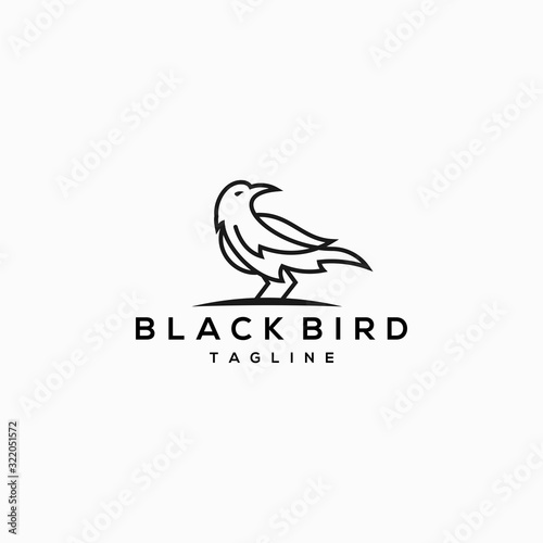 simple black raven crow logo design Vector Illustration download © Beny