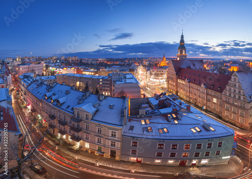 night panorama of the city with a view of the old city and nightlife photo