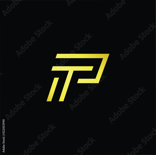 Outstanding professional elegant trendy awesome artistic black and gold color PT TP initial based Alphabet icon logo.