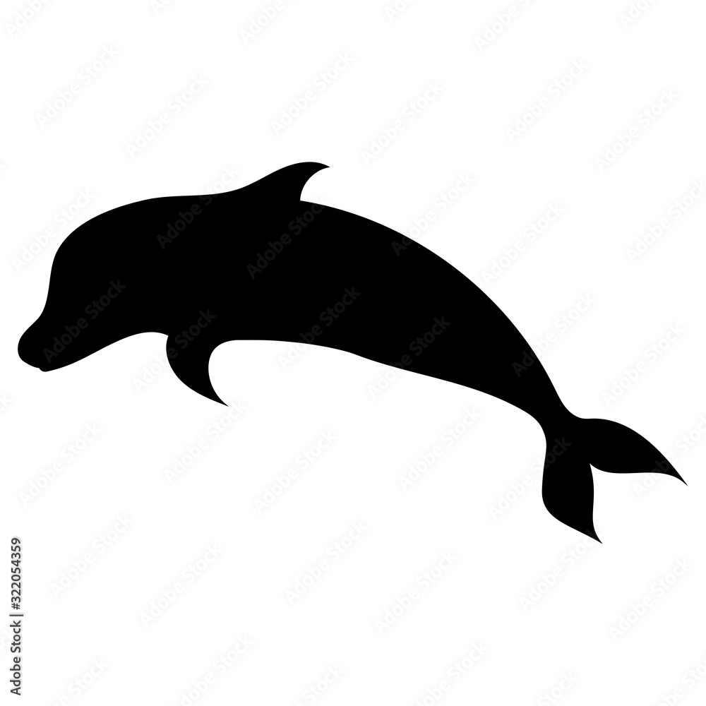 Fototapeta premium black silhouette of a dolphin jumping into the water a sea animal