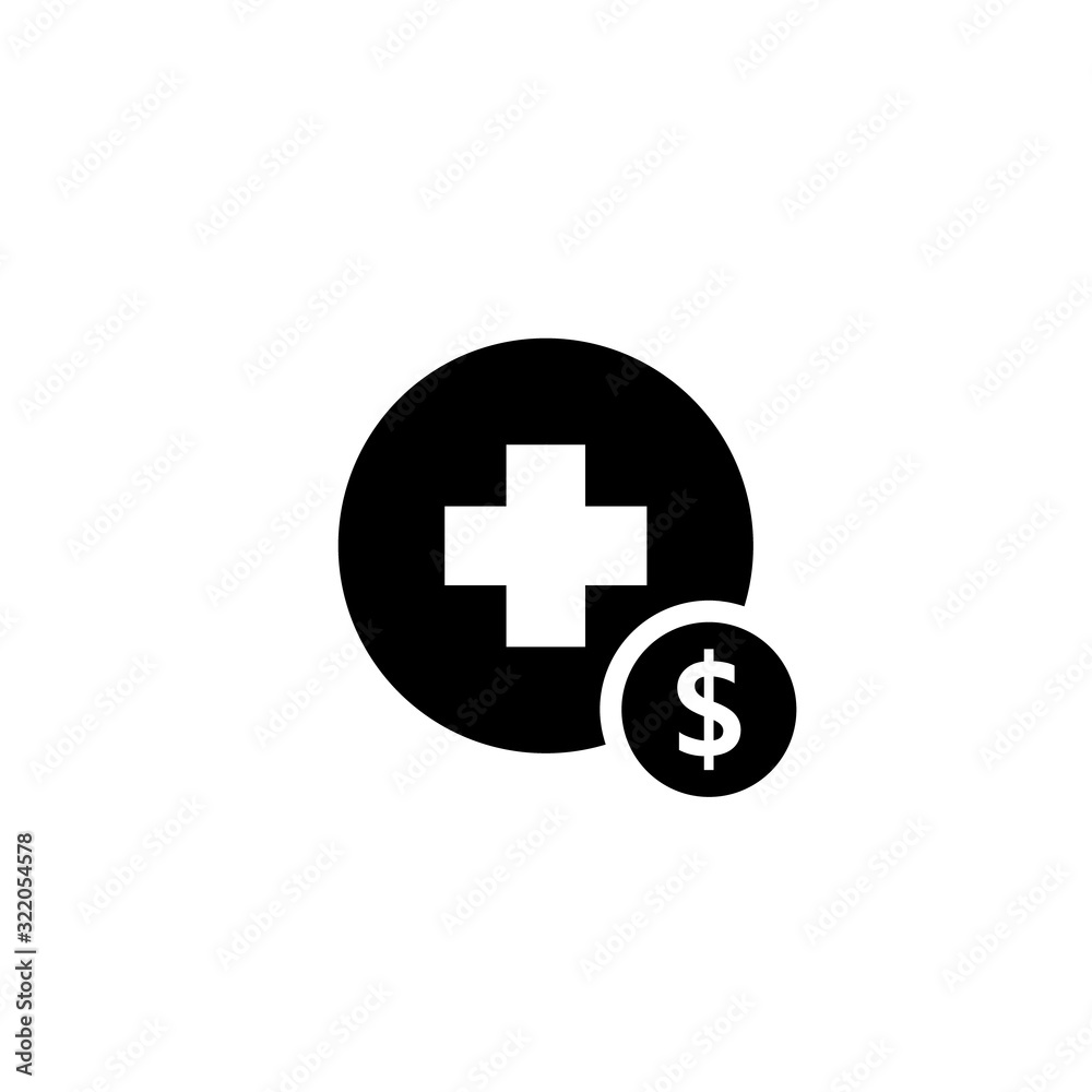 Fototapeta premium Medical cost silhouette icon. Clipart image isolated on white background