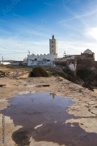 Mosque and Atlantic ocean beach