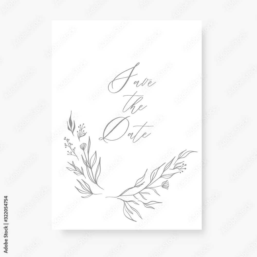 Save the date Wedding invitation -  template card. Minimalizm style.