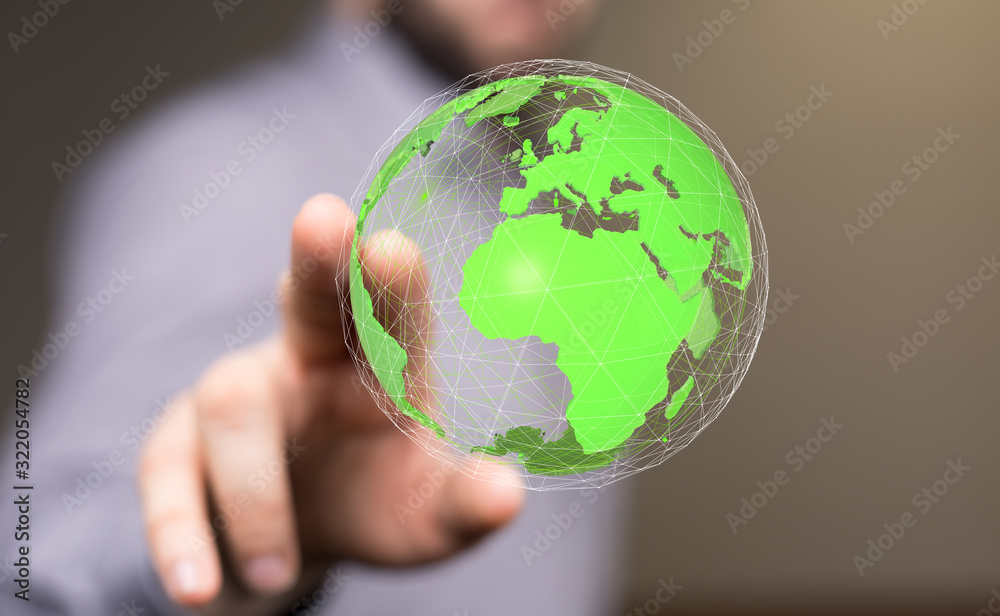 Hand Holding World digital 3d. Hand Holding World digital 3d.