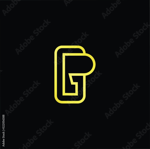 Outstanding professional elegant trendy awesome artistic black and gold color GP PG initial based Alphabet icon logo.