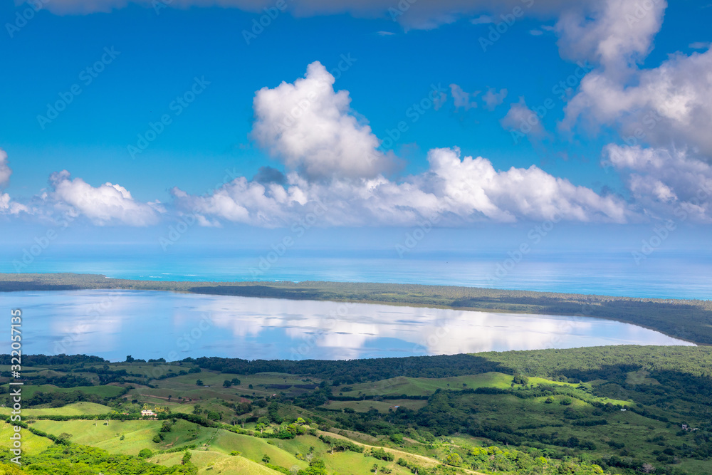 Beautiful view of the Rounded Lagoon from the Rounded Mountain at Miches, Dominican Republic. Montaa Redonda Miches.