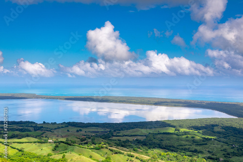 Beautiful view of the Rounded Lagoon from the Rounded Mountain at Miches, Dominican Republic. Montaa Redonda Miches. photo