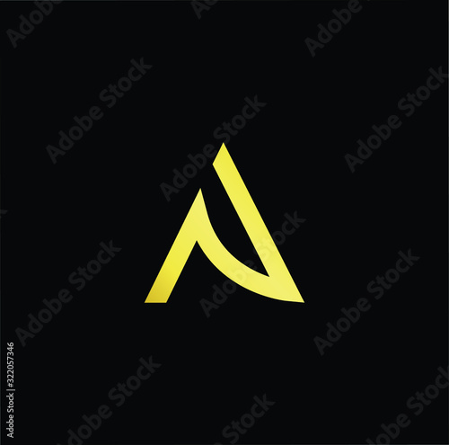Outstanding professional elegant trendy awesome artistic black and gold color AN NA initial based Alphabet icon logo.
