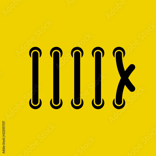 Cord of a shoe bright yellow material minimal icon. Vector