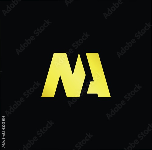 Outstanding professional elegant trendy awesome artistic black and gold color MA AM NA AN initial based Alphabet icon logo.