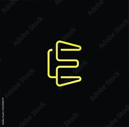 Outstanding professional elegant trendy awesome artistic black and gold color E EE CE EC initial based Alphabet icon logo.