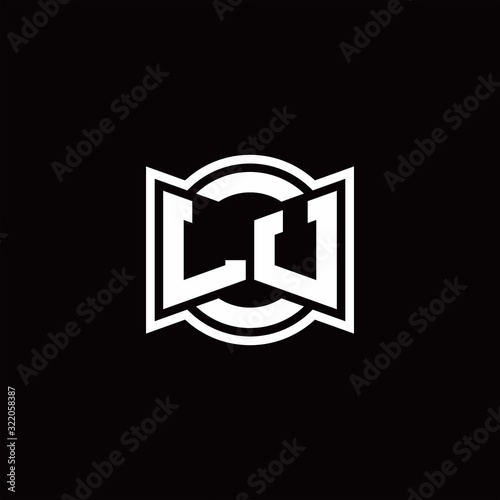 LU logo monogram with ribbon style circle rounded design template