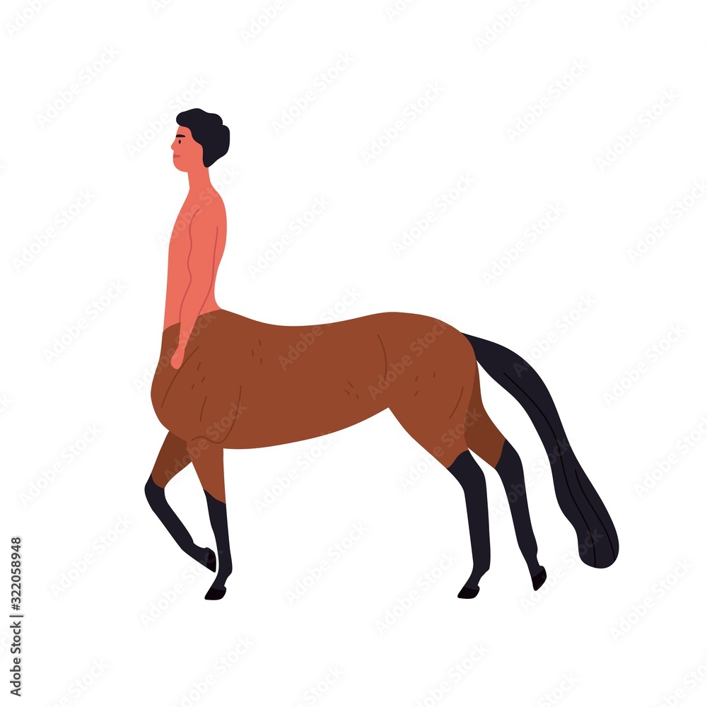 Vecteur Stock Mythical creature half horse and guy vector flat