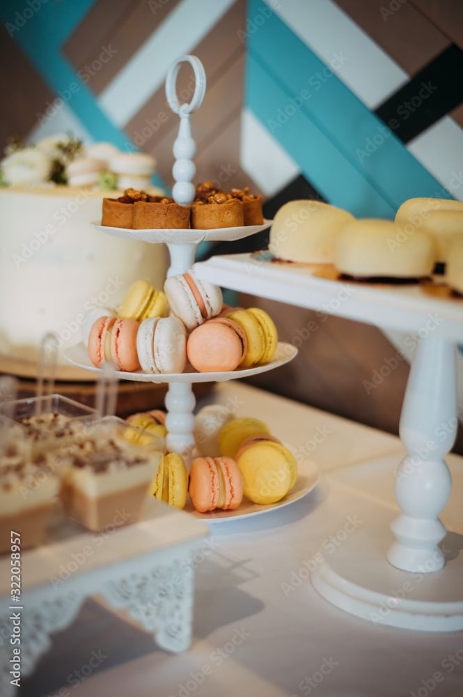 sweet table with cakes in the decor