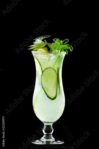 Fresh cocktail of cucumber, lime, mint. 