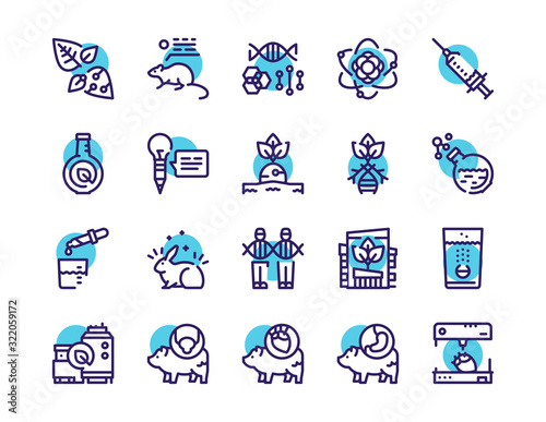 Bio technologies color linear vector icons set.