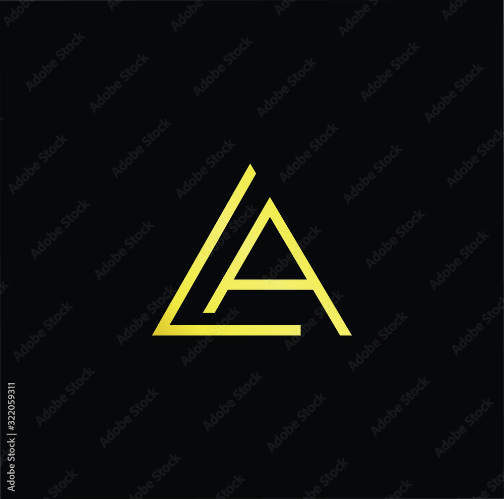 Outstanding professional elegant trendy awesome artistic black and gold color AL LA initial based Alphabet icon logo. Outstanding professional elegant trendy awesome artistic black and gold color AL LA initial based Alphabet icon logo.