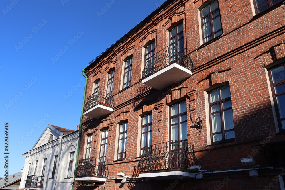 Fototapeta premium typical vintage russian house with windows