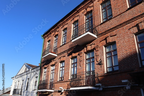 typical vintage russian house with windows