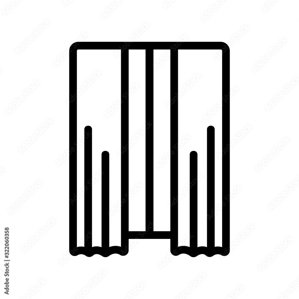 curtain icon vector. Thin line sign. Isolated contour symbol illustration curtain icon vector. Thin line sign. Isolated contour symbol illustration
