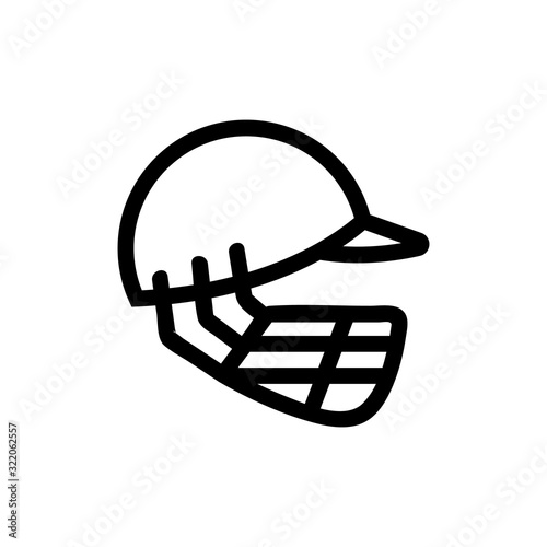 Cricket helmet icon vector. Thin line sign. Isolated contour symbol illustration