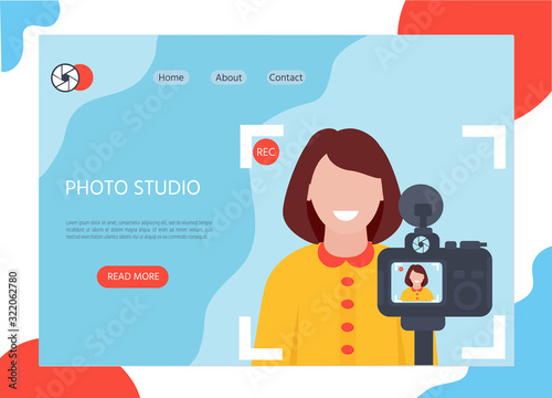 Photographer Concept. Photoshoot. Photos of the documents. Template can use for photo studio, courses,landing page, wallpaper, background, banner, advertising, web.