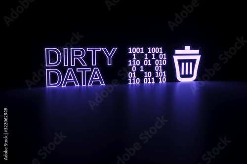 DIRTY DATA neon concept self illumination background 3D illustration photo