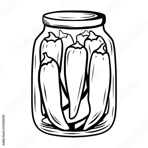 Pickled peppers, hand drawn vector illustration