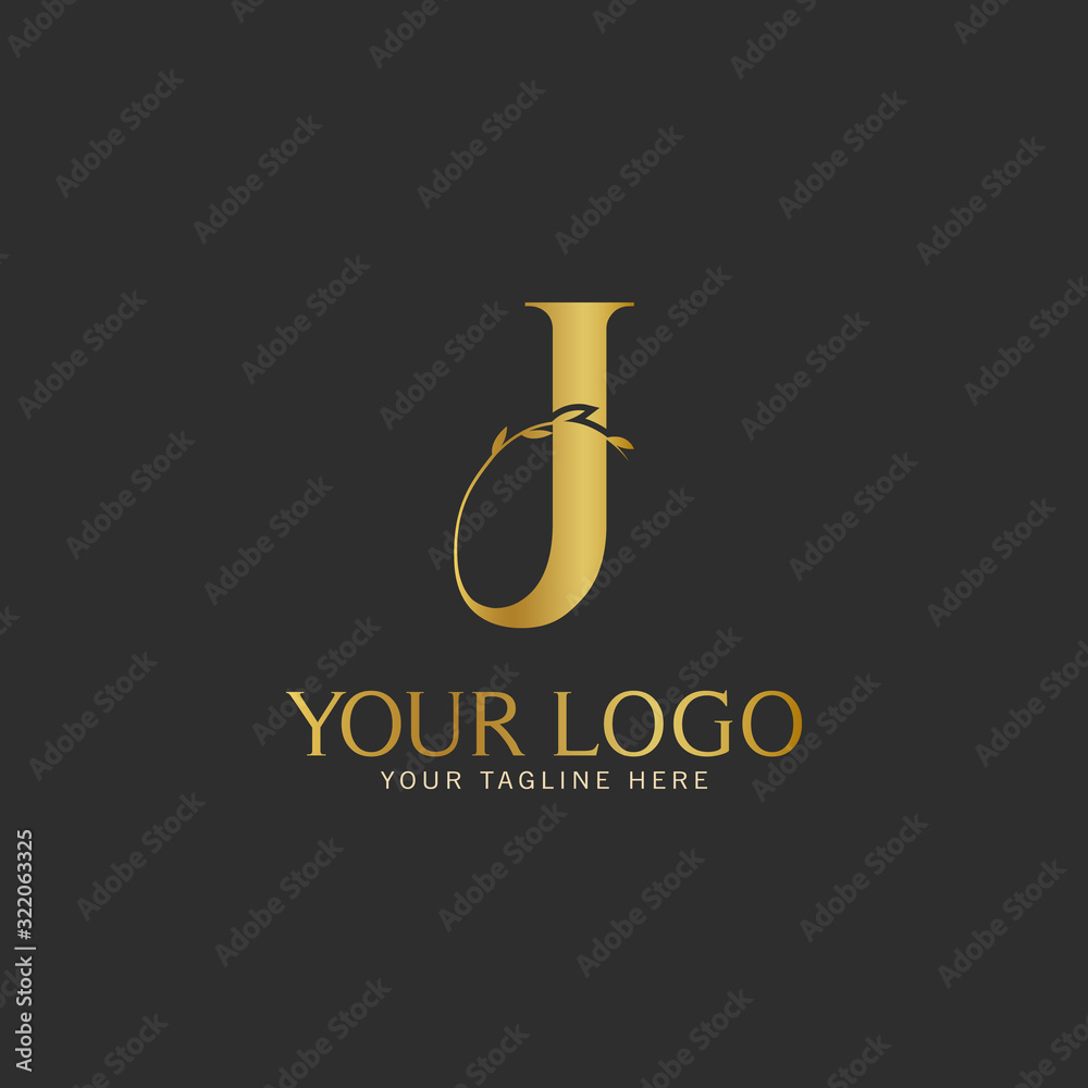 J Initial letter Gold Logo Icon classy gold letter suitable for boutique restaurant wedding service hotel or business identity