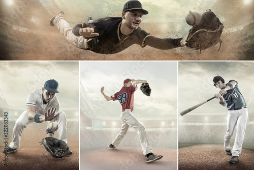 Fotografie Baseball players in action on the stadium.