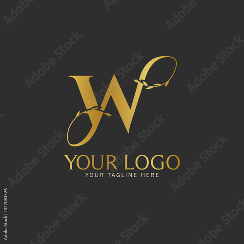 W Initial letter Gold Logo Icon classy gold letter suitable for boutique restaurant wedding service hotel or business identity