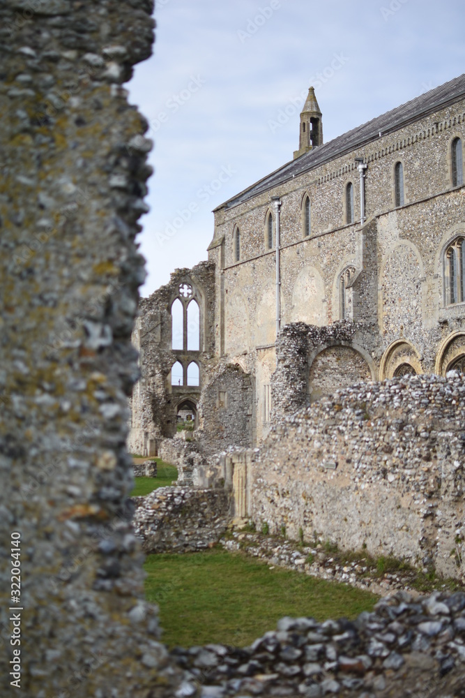 Binham Priory: ruins of a Benedictine priory in Norfolk, England, UK