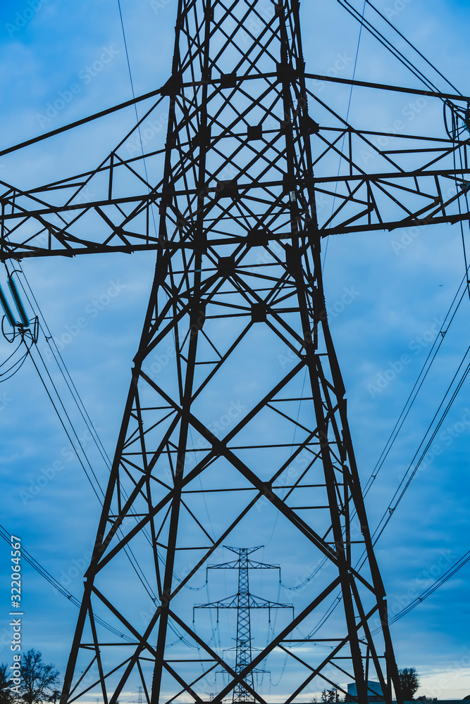 High voltage post,High voltage tower sky surise background