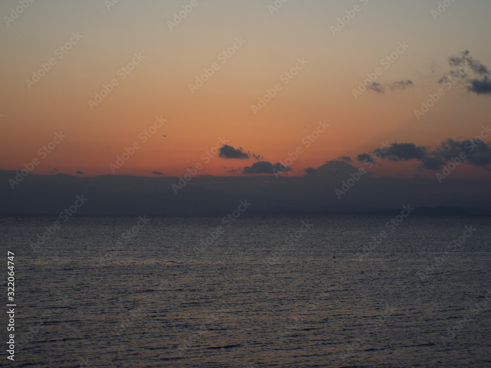 A beautiful sunset taken on the coastline near Zushi, Japan