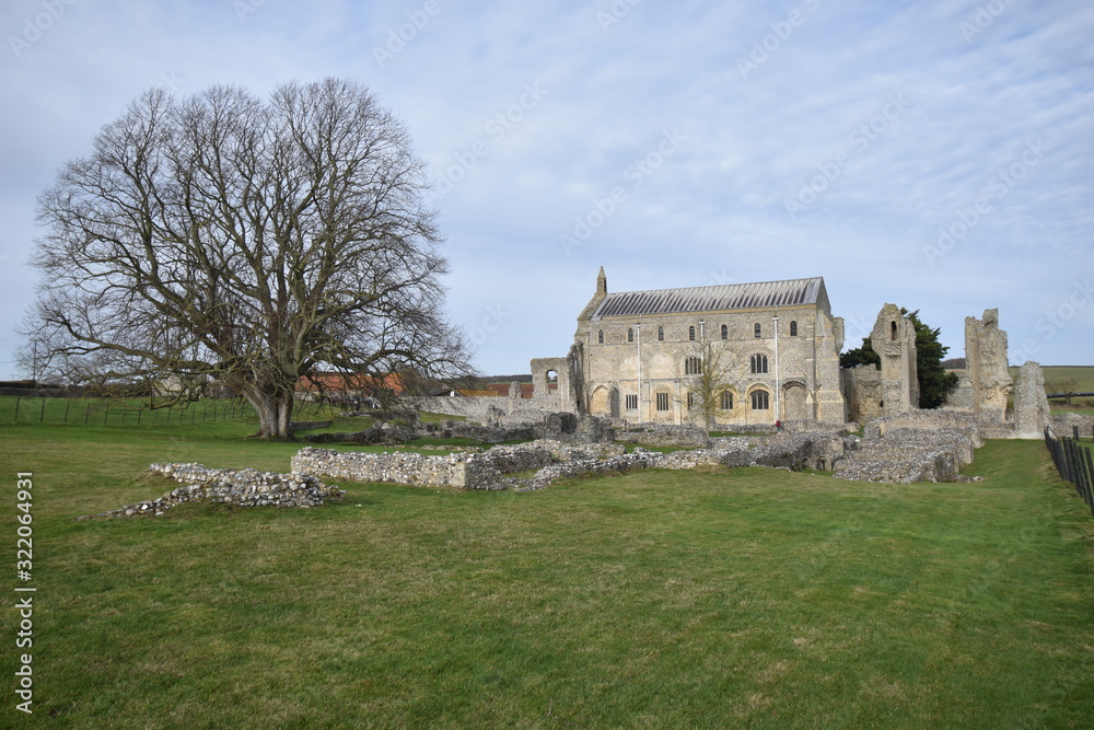 Binham Priory: the ruins of a Benedictine priory in Norfolk, England, UK