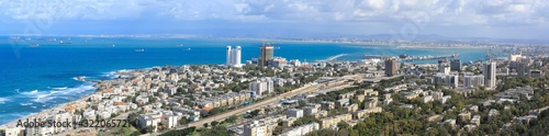 Haifa Israel. Panoramic view of Haifa bay, © MagioreStockStudio