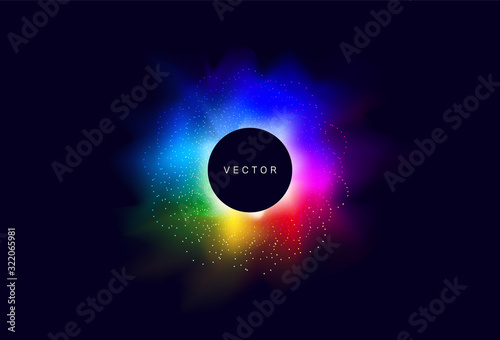 Abstract Futuristic Glow Effect Frame. Vector Eclipse with Supernova Explosion. photo