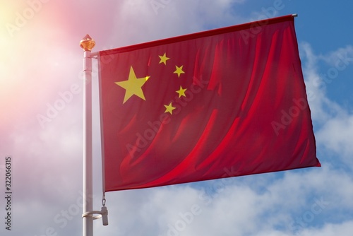 Photography flag in the wind Flag of China coronavirus