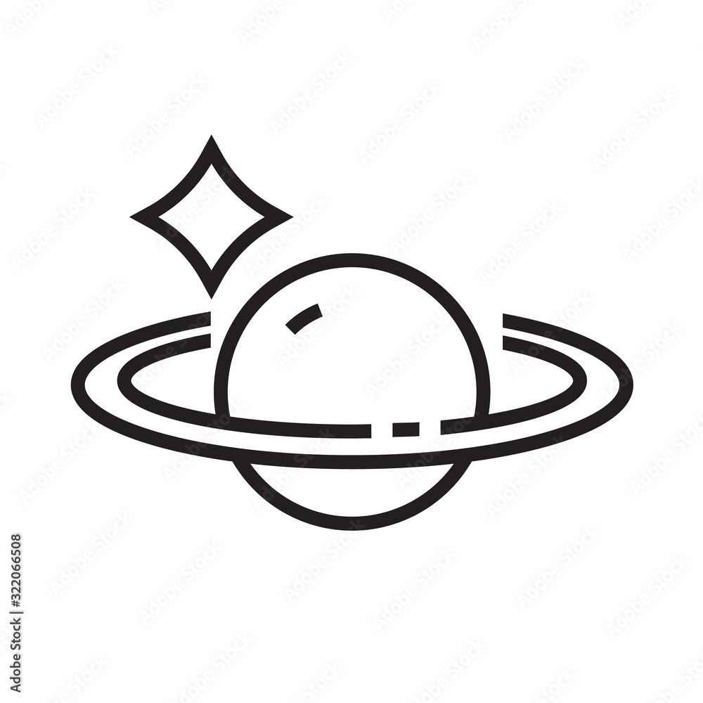 Planet icon is in line and pixel perfect style . Saturn symbol for web ...
