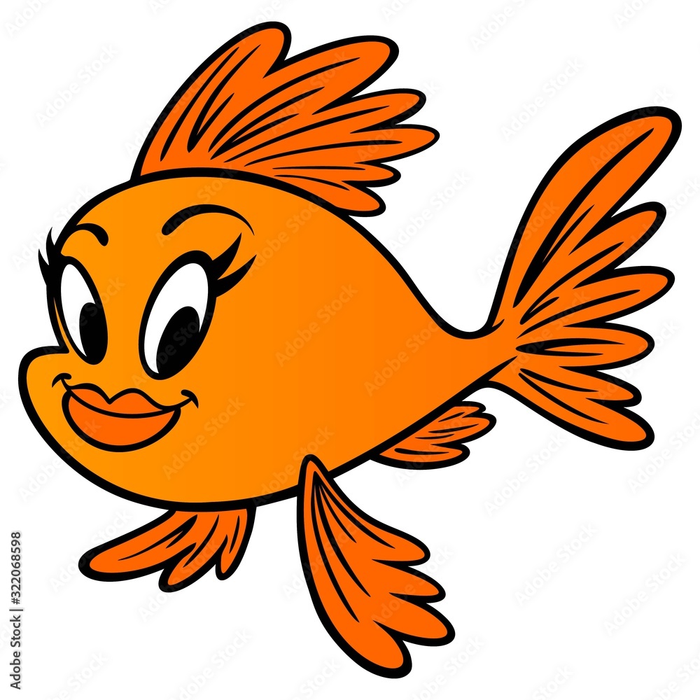 Goldfish Princess - A cartoon illustration of a cute female Goldfish ...