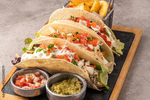 tortilla wraps with meat and vegetables
