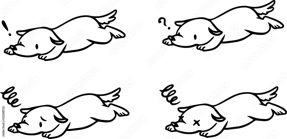 倒れたイヌのイラストセット Stock Vector Adobe Stock