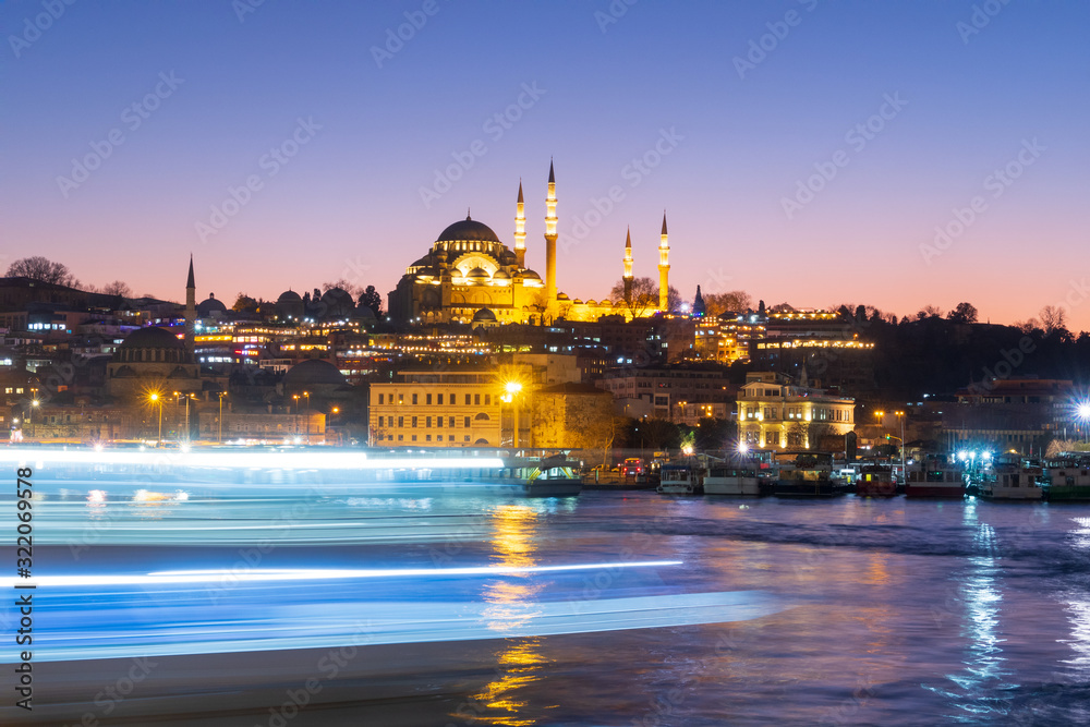 Istanbul, Turkey - Jan 10, 2020: View of the Suleymaniye mosque in Istanbul, Turkey.