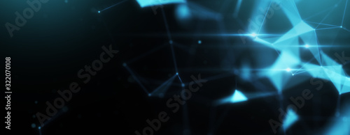 Abstract polygonal space low poly connected dots on dark background. background. Futuristic network shape. 