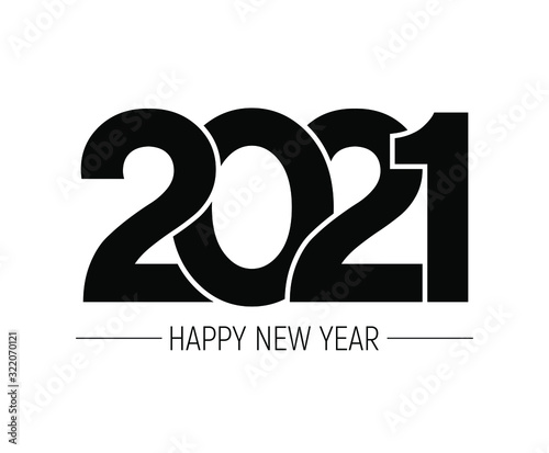 Happy New Year 2021 Text Design Patter, Vector illustration.
