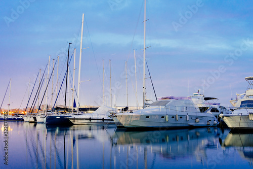 Tableau sur toile Athens, Greece - Dec 21, 2019: Marina of Flisvos in Athens at night , Athens, Greece