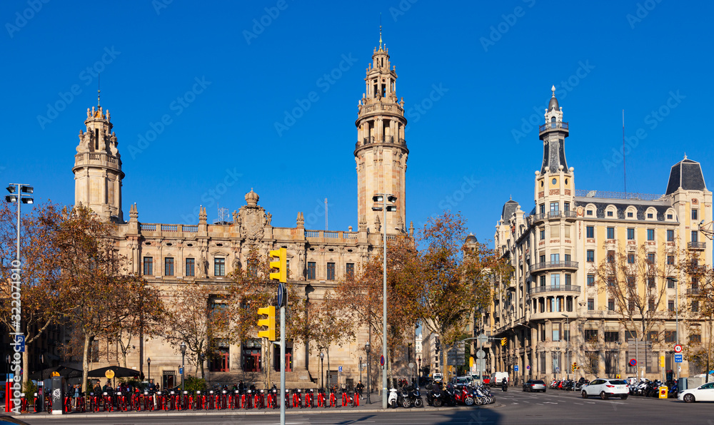 Barcelona, Spain - January 09, 2020: Post Office (General Post Office) in Barcelona. Spain