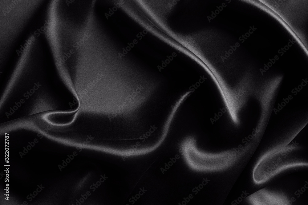 Fototapeta premium Satynowe czarne tło jedwabiu, zbliżenie