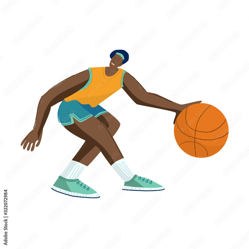 Fototapeta premium Basketball player getting ready to shoot. Vector illustration.